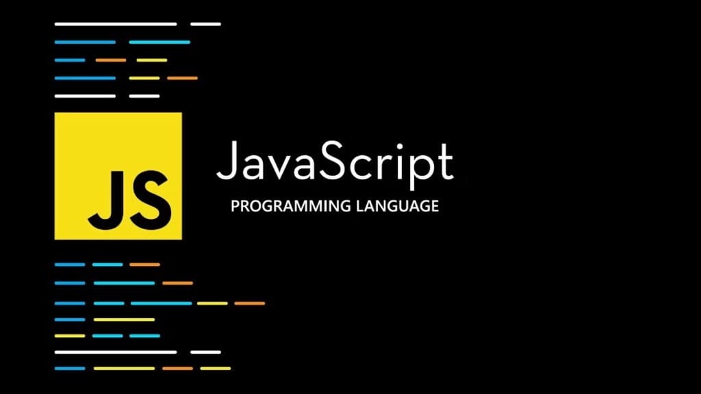 JavaScript programming language cover with the JS logo on a dark background