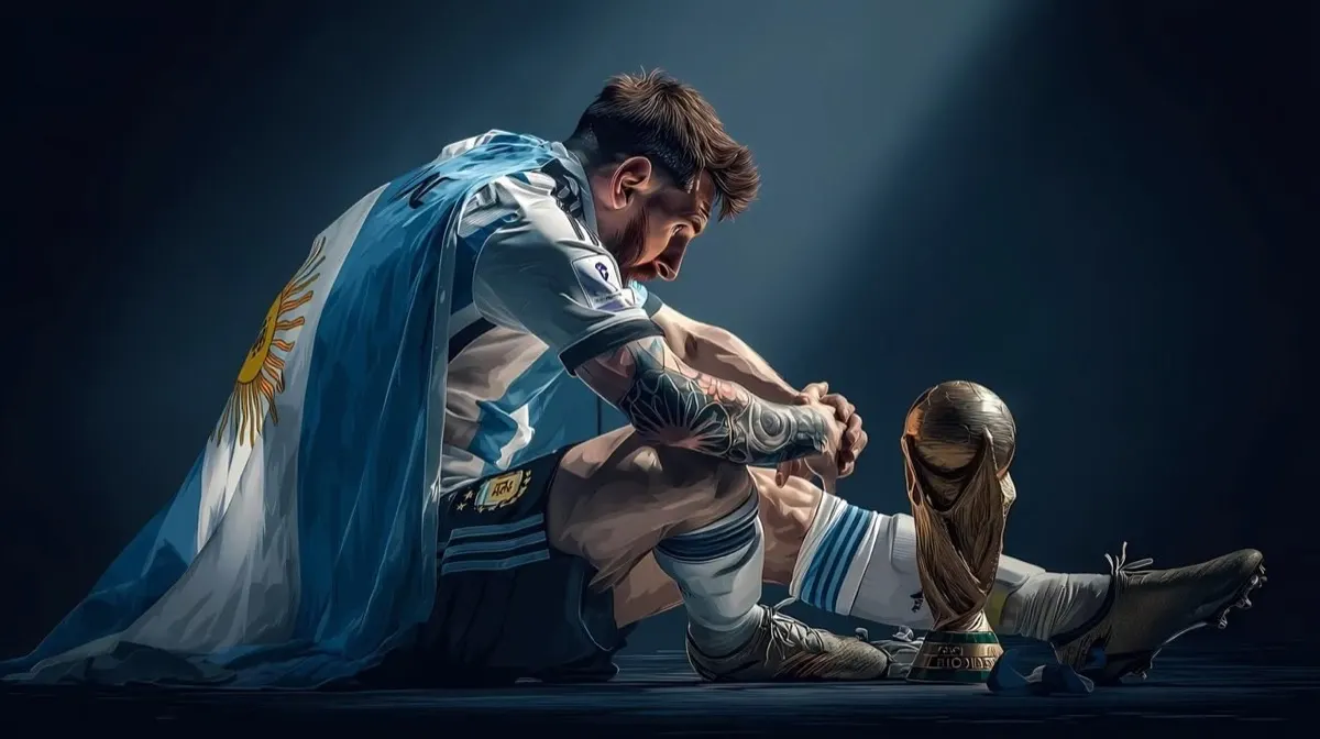 Lionel Messi crying after winning the World Cup