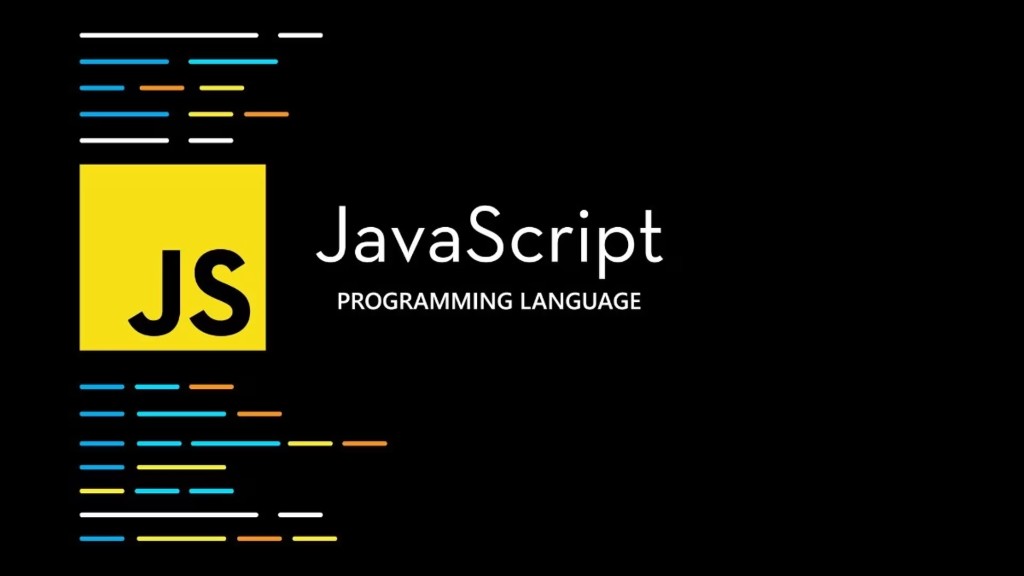 JavaScript programming language cover with the JS logo on a dark background