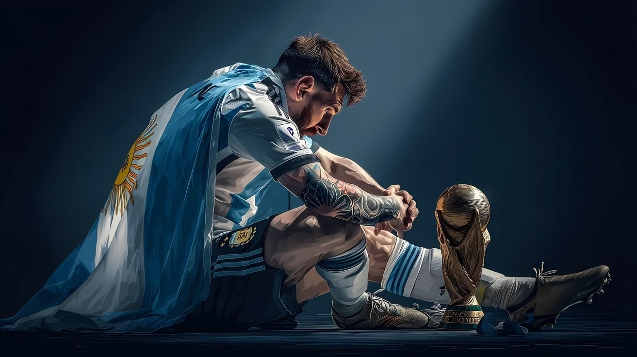 Lionel Messi crying after winning the World Cup